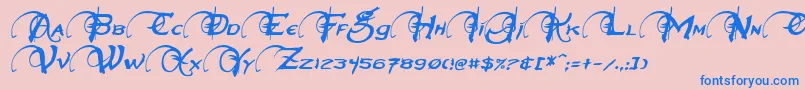 NeverwinterItalic-Schriftart – Blaue Schriften auf rosa Hintergrund