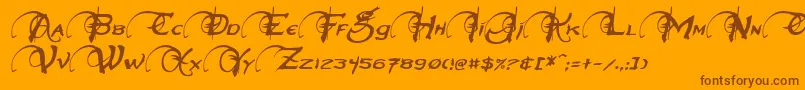 フォントNeverwinterItalic – オレンジの背景に茶色のフォント