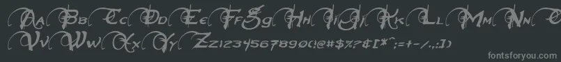 NeverwinterItalic-fontti – harmaat kirjasimet mustalla taustalla