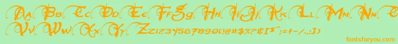 NeverwinterItalic Font – Orange Fonts on Green Background