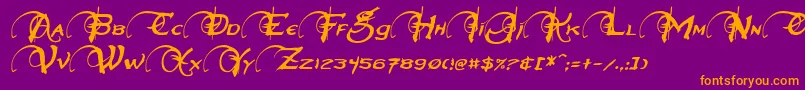 フォントNeverwinterItalic – 紫色の背景にオレンジのフォント