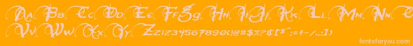 NeverwinterItalic-fontti – vaaleanpunaiset fontit oranssilla taustalla