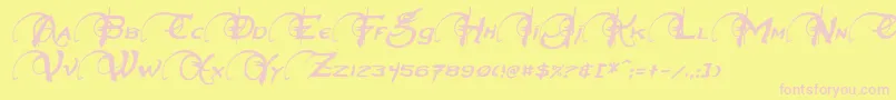 NeverwinterItalic Font – Pink Fonts on Yellow Background