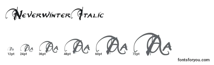 NeverwinterItalic Font Sizes
