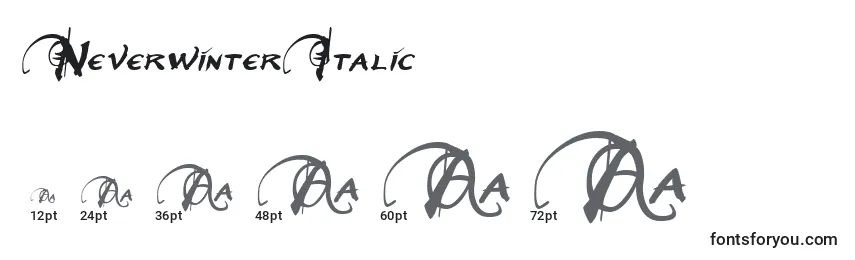 Tamaños de fuente NeverwinterItalic