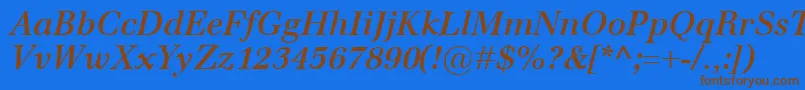 EmonaSemiboldItalic-fontti – ruskeat fontit sinisellä taustalla