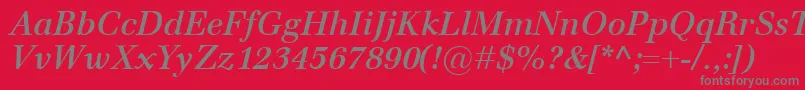 EmonaSemiboldItalic-Schriftart – Graue Schriften auf rotem Hintergrund