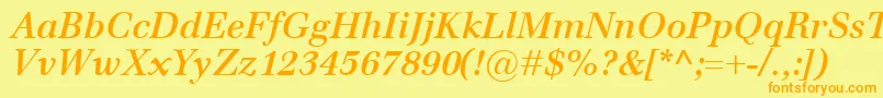 フォントEmonaSemiboldItalic – オレンジの文字が黄色の背景にあります。