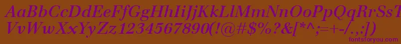 EmonaSemiboldItalic Font – Purple Fonts on Brown Background