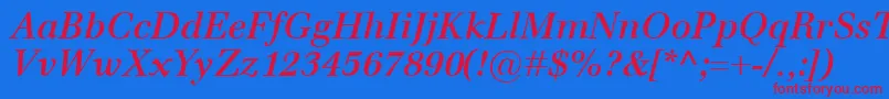 フォントEmonaSemiboldItalic – 赤い文字の青い背景