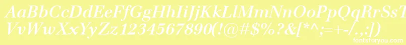 Подробнее о шрифте EmonaSemiboldItalic Шрифт EmonaSemiboldItalic – белые шрифты на жёлтом фоне