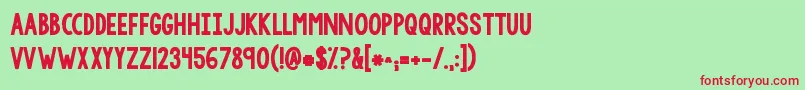 Kgtangledupinyou2 Font – Red Fonts on Green Background