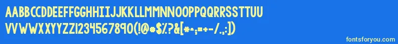 Kgtangledupinyou2-Schriftart – Gelbe Schriften auf blauem Hintergrund