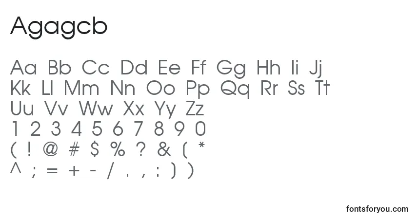 Schriftart Agagcb – Alphabet, Zahlen, spezielle Symbole