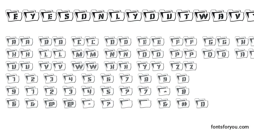 Czcionka Eyesonlyoutwavy2 – alfabet, cyfry, specjalne znaki