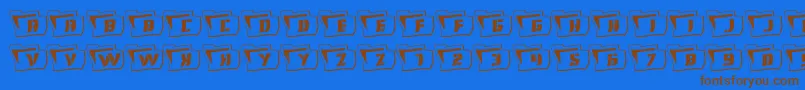 Fonte Eyesonlyoutwavy2 – fontes marrons em um fundo azul