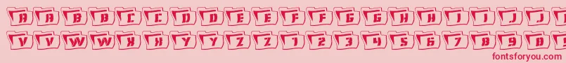 Fonte Eyesonlyoutwavy2 – fontes vermelhas em um fundo rosa