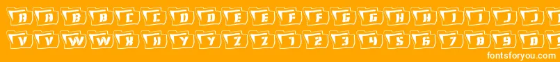 Eyesonlyoutwavy2-Schriftart – Weiße Schriften auf orangefarbenem Hintergrund
