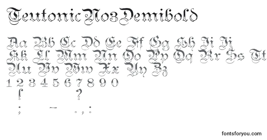 TeutonicNo3Demibold-fontti – aakkoset, numerot, erikoismerkit