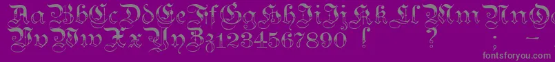 Fonte TeutonicNo3Demibold – fontes cinzas em um fundo violeta