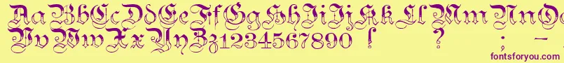 Fonte TeutonicNo3Demibold – fontes roxas em um fundo amarelo