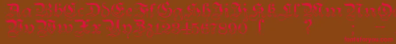 フォントTeutonicNo3Demibold – 赤い文字が茶色の背景にあります。
