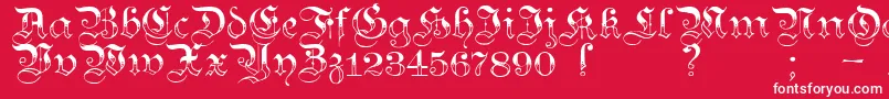 TeutonicNo3Demibold-Schriftart – Weiße Schriften auf rotem Hintergrund
