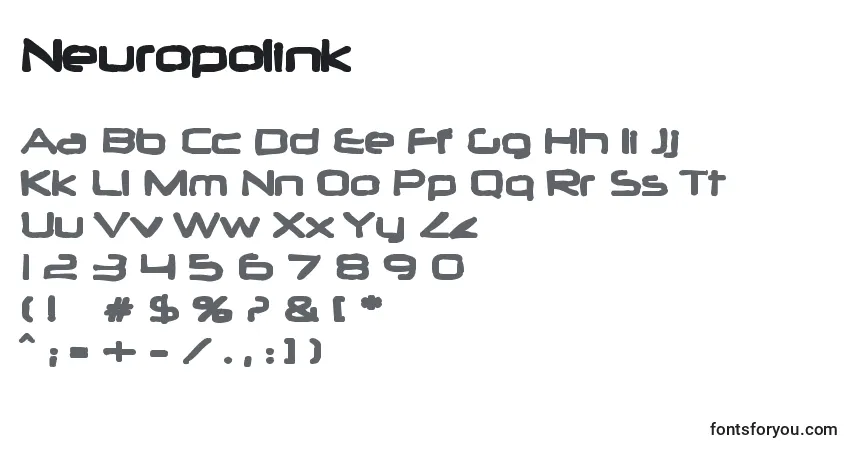 Шрифт Neuropolink – алфавит, цифры, специальные символы