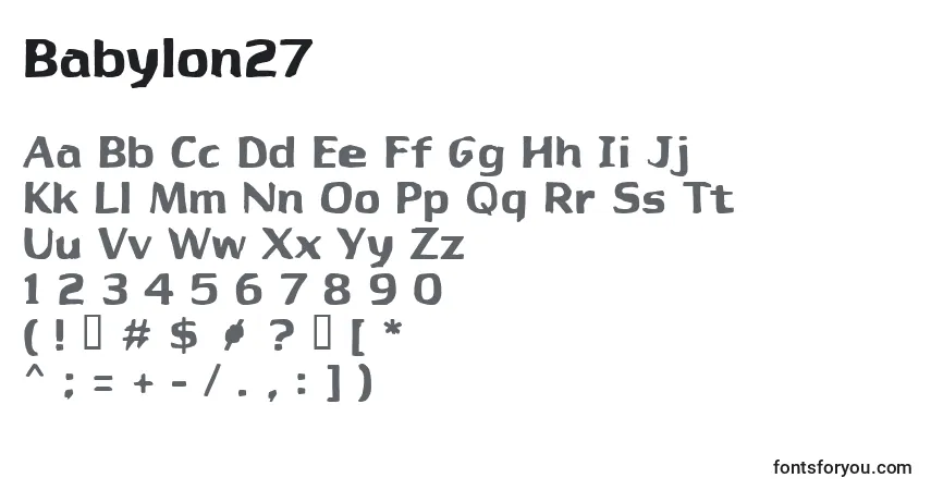 A fonte Babylon27 – alfabeto, números, caracteres especiais