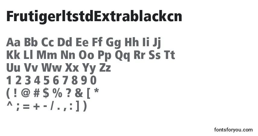 A fonte FrutigerltstdExtrablackcn – alfabeto, números, caracteres especiais