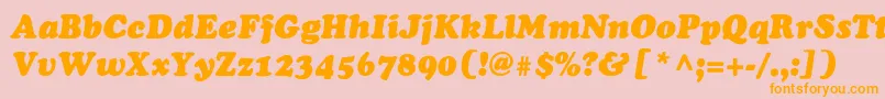 フォントChaceyblackThinItalic – オレンジの文字がピンクの背景にあります。