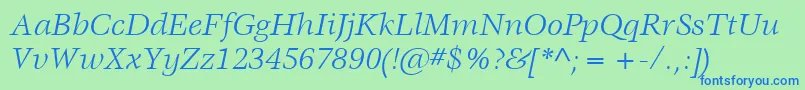 ItcVeljovicLtBookItalic Font – Blue Fonts on Green Background