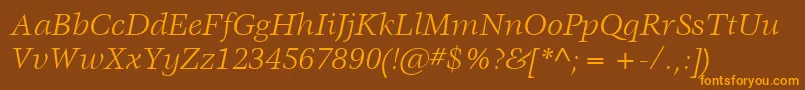 ItcVeljovicLtBookItalic Font – Orange Fonts on Brown Background