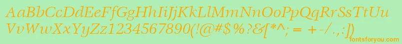 ItcVeljovicLtBookItalic Font – Orange Fonts on Green Background