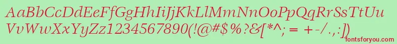ItcVeljovicLtBookItalic Font – Red Fonts on Green Background
