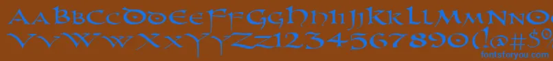 PrUncialNew Font – Blue Fonts on Brown Background