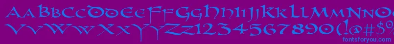 PrUncialNew Font – Blue Fonts on Purple Background