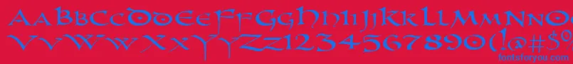 PrUncialNew Font – Blue Fonts on Red Background