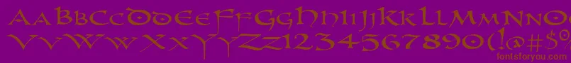 PrUncialNew-Schriftart – Braune Schriften auf violettem Hintergrund