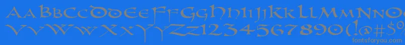 PrUncialNew Font – Gray Fonts on Blue Background