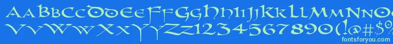 PrUncialNew Font – Green Fonts on Blue Background