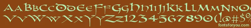 PrUncialNew Font – Green Fonts on Brown Background