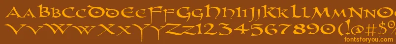 PrUncialNew Font – Orange Fonts on Brown Background