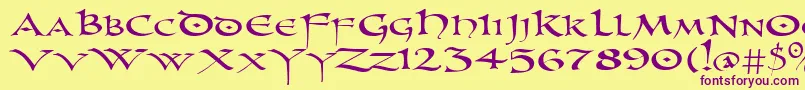 PrUncialNew Font – Purple Fonts on Yellow Background
