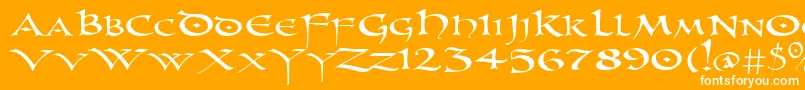 PrUncialNew-Schriftart – Weiße Schriften auf orangefarbenem Hintergrund