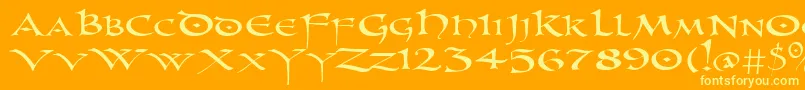 PrUncialNew Font – Yellow Fonts on Orange Background
