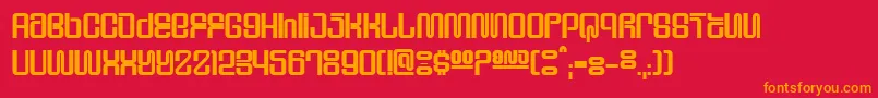 Supeho-Schriftart – Orangefarbene Schriften auf rotem Hintergrund