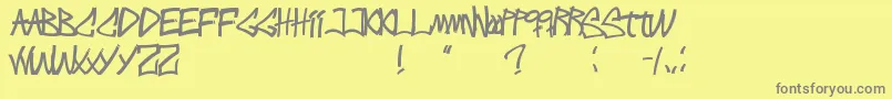 Fonte IntenseWritings – fontes cinzas em um fundo amarelo