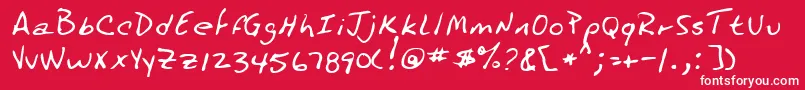 Czcionka PlanoRegular – białe czcionki na czerwonym tle