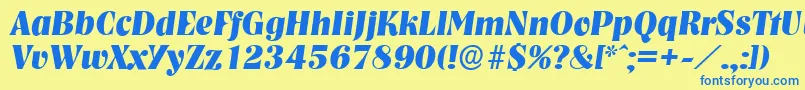 NashvilleserialXboldItalic Font – Blue Fonts on Yellow Background